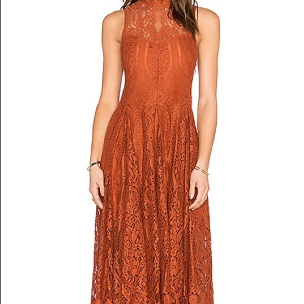 Free People Angel Rays Lace Trapeze Midi Dress